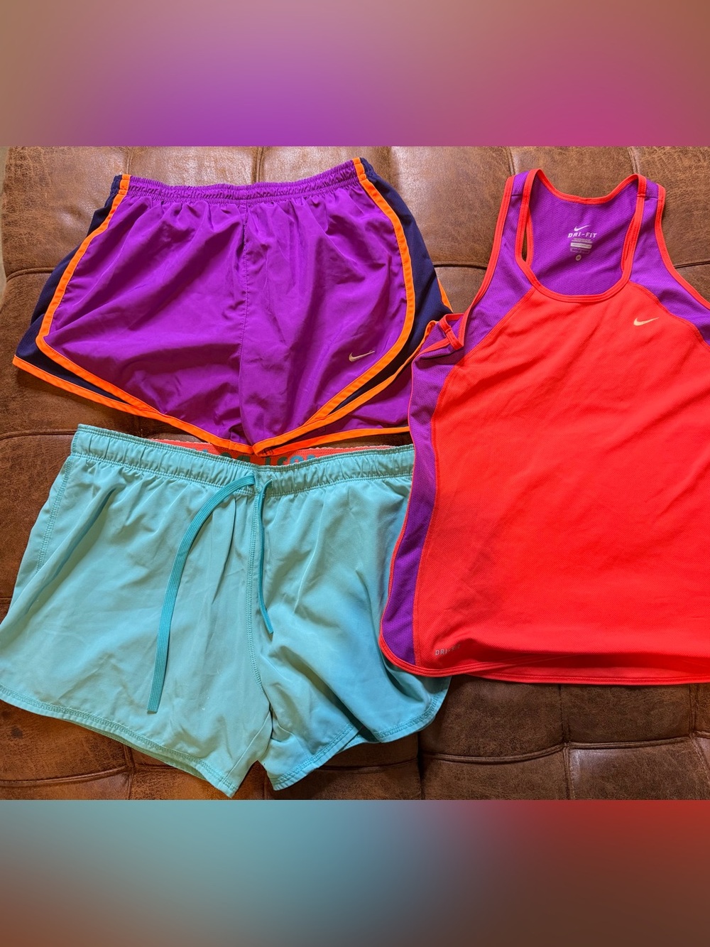 Nike Dri-FIT Women’s Workout Bundle Running Shorts Tank Top Colorblock small med